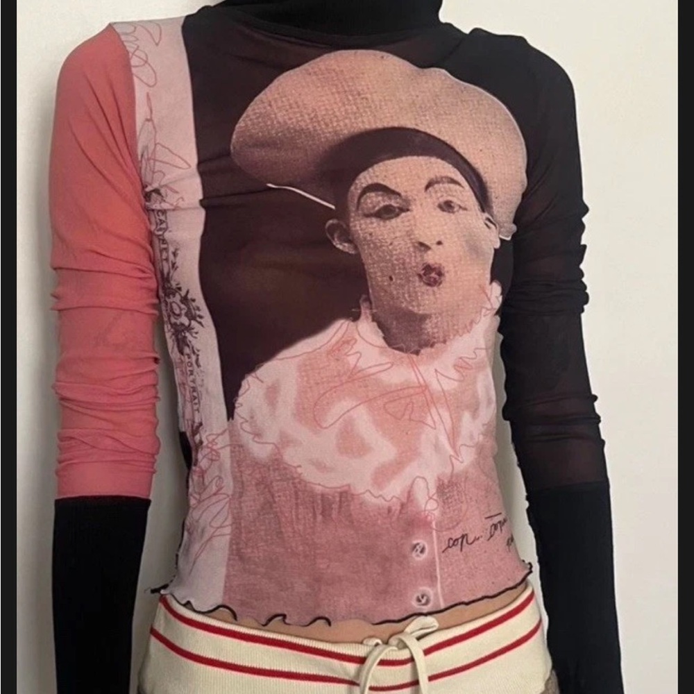 Pink and Black Graphic Long Sleeve Tee